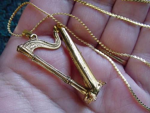 Harp pendant necklace - harp,